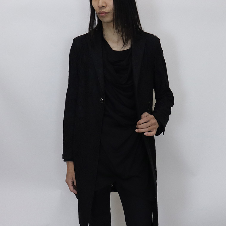 ローズ×スモーク総柄レースデザインロング丈テーラードジャケット