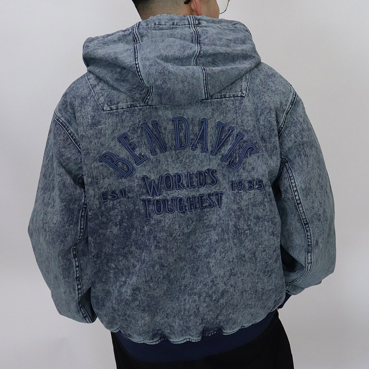 【BEN DAVIS】BLEACHED TWILL ZIP HOODIE