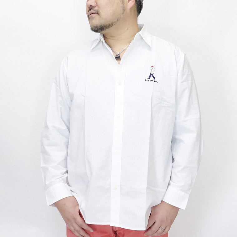 【大きいサイズ】RED CAP GIRL 胸ワンポイント刺繍長袖シャツ