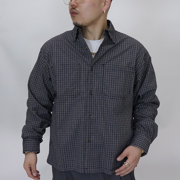 小格子チェックショートレングス長袖シャツ