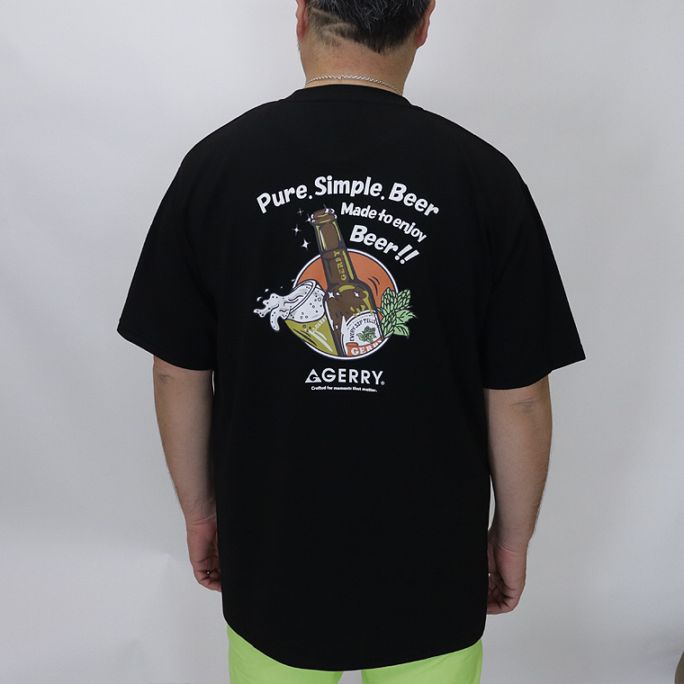 【大きいサイズ】GERRY BACKロゴ×ビールプリント半袖Ｔシャツ