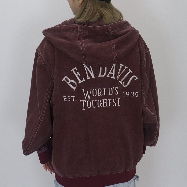 【BEN DAVIS】FADED TWILL ZIP HOODIE JACKET