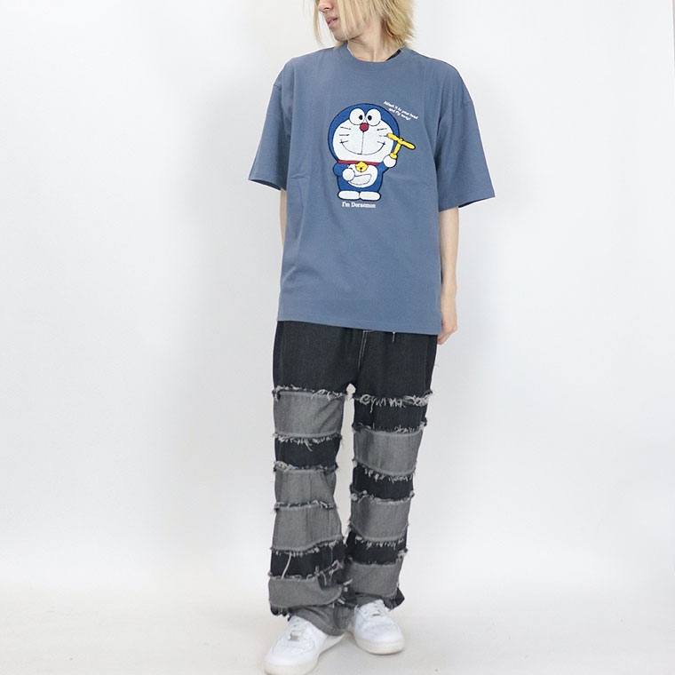 ジャイアン人気爆発【ジャイアン/ドラえもん】サガラ刺繍/半袖Ｔシャツ (ペアルック・アメカジ系)