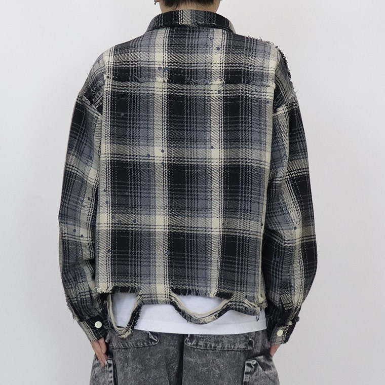 グランジダメージ加工チェックシャツ | アイテムから探す,トップス