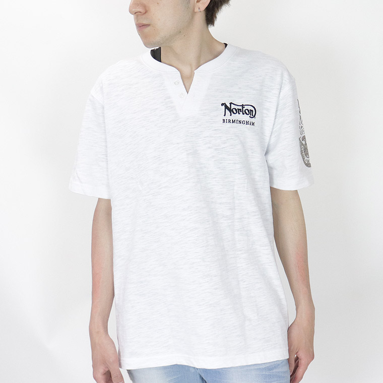 【NORTON】スラブフェザーヘンリーネック半袖Tシャツ
