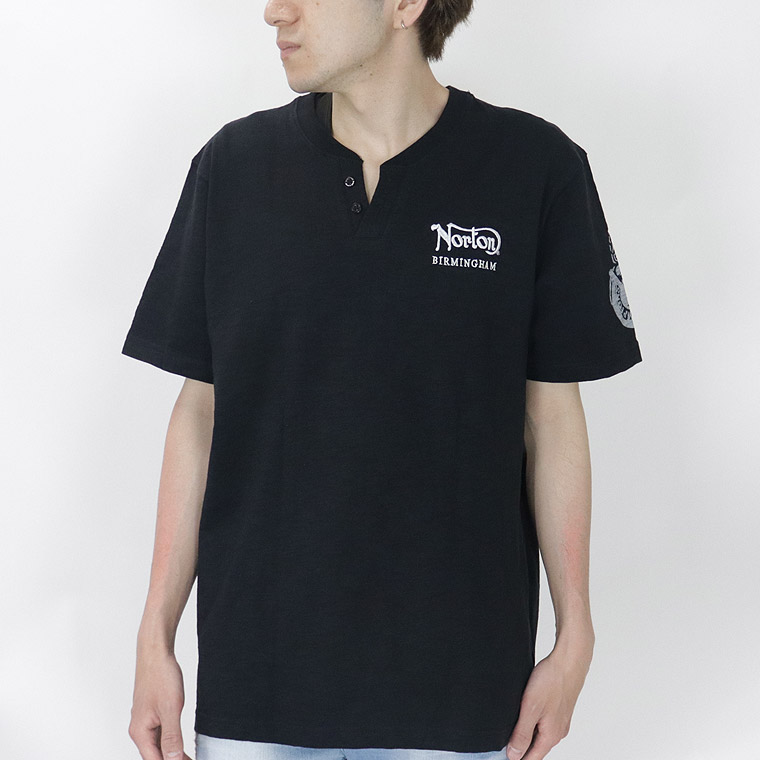 【NORTON】スラブフェザーヘンリーネック半袖Tシャツ