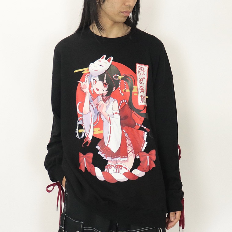 【PSYCHONATION】『寝田ルネコラボ』巫女イラストBIGシルエットトレーナー