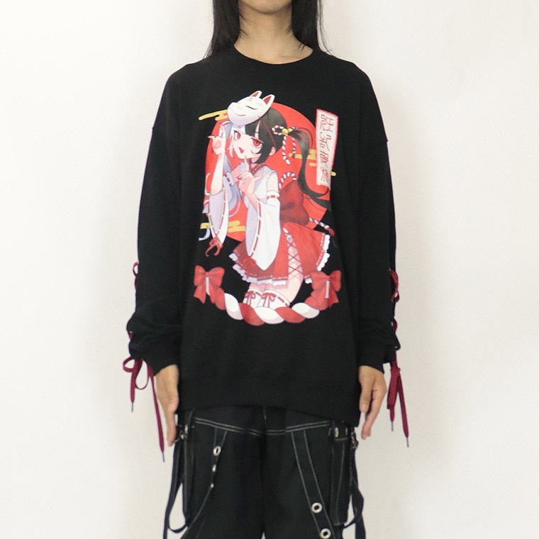 【PSYCHONATION】『寝田ルネコラボ』巫女イラストBIGシルエットトレーナー