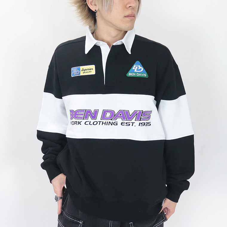 春物新作【BEN DAVIS(ベンデイビス)】スウェット長袖ラガー(ペアルック・アメカジ系)