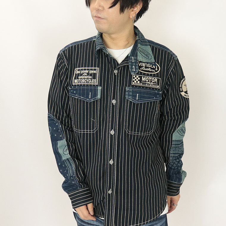 バンソン デニムシャツ 送料無料】VANSON イーグル刺繍パイソンカモフラデニムシャツ