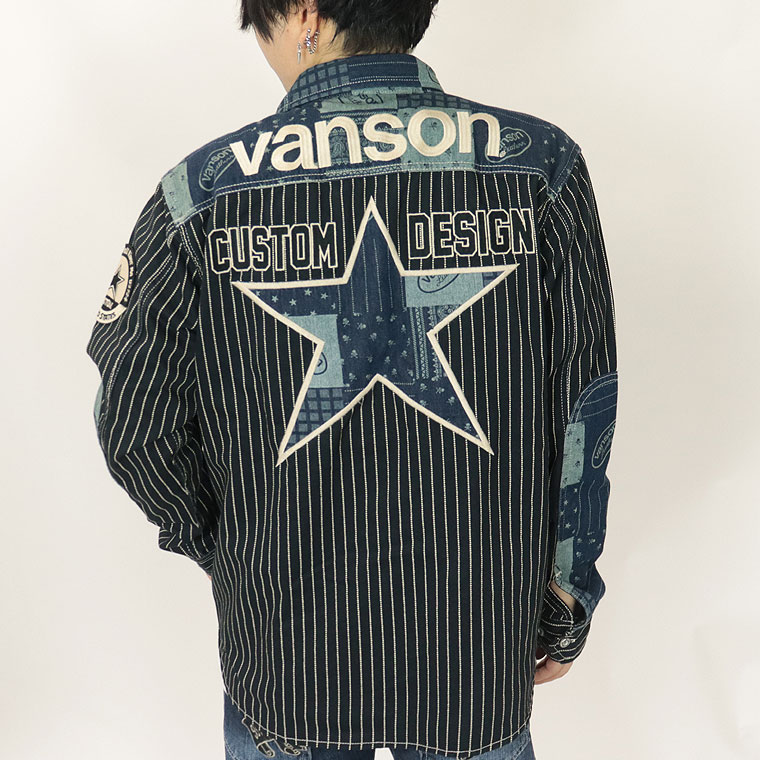 【VANSON】刺繍デニムシャツ