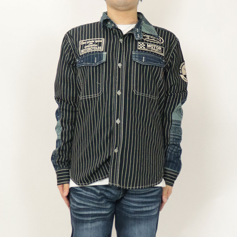 【VANSON】刺繍デニムシャツ