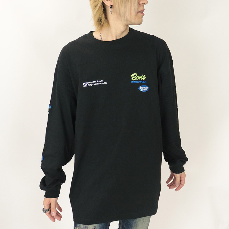 冬物売り尽くし40%OFF【BEN DAVISベンデイビス】袖刺繍&ワッペン/長袖Ｔシャツ (ペアルック・アメカジ系)