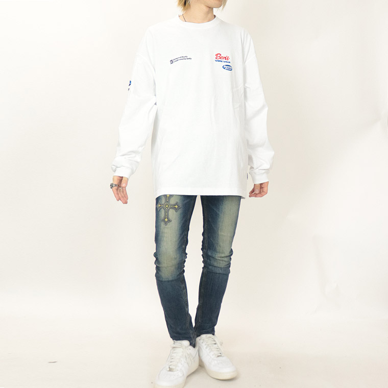 冬物売り尽くし40%OFF【BEN DAVISベンデイビス】袖刺繍&ワッペン/長袖Ｔシャツ (ペアルック・アメカジ系)