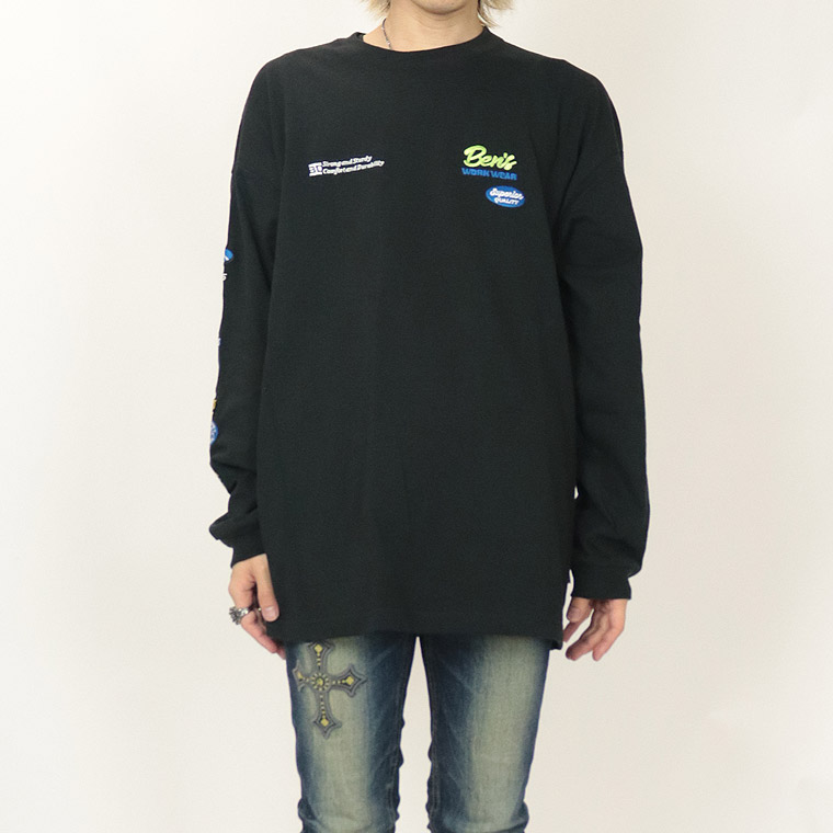 冬物売り尽くし40%OFF【BEN DAVISベンデイビス】袖刺繍&ワッペン/長袖Ｔシャツ (ペアルック・アメカジ系)