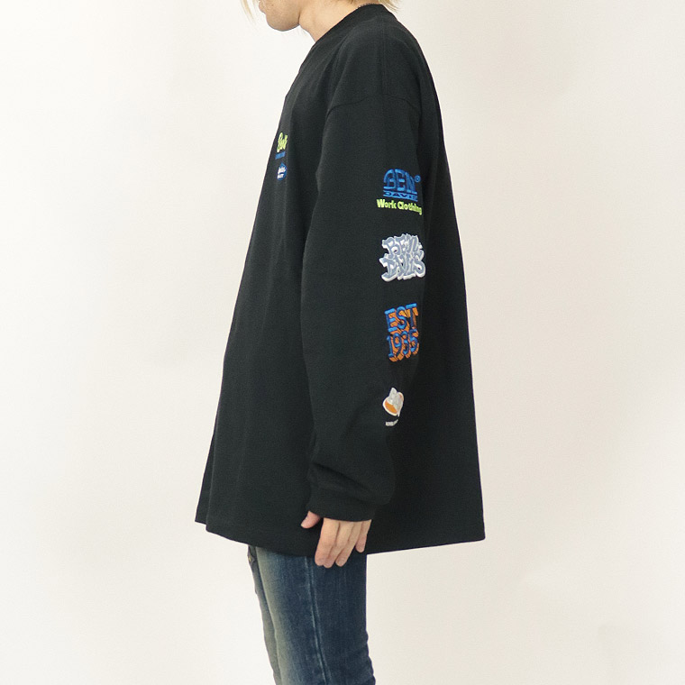 冬物売り尽くし40%OFF【BEN DAVISベンデイビス】袖刺繍&ワッペン/長袖Ｔシャツ (ペアルック・アメカジ系)