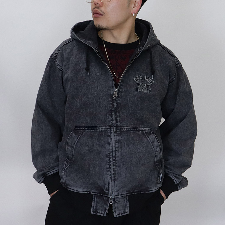 【BEN DAVIS】BLEACHED TWILL ZIP HOODIE