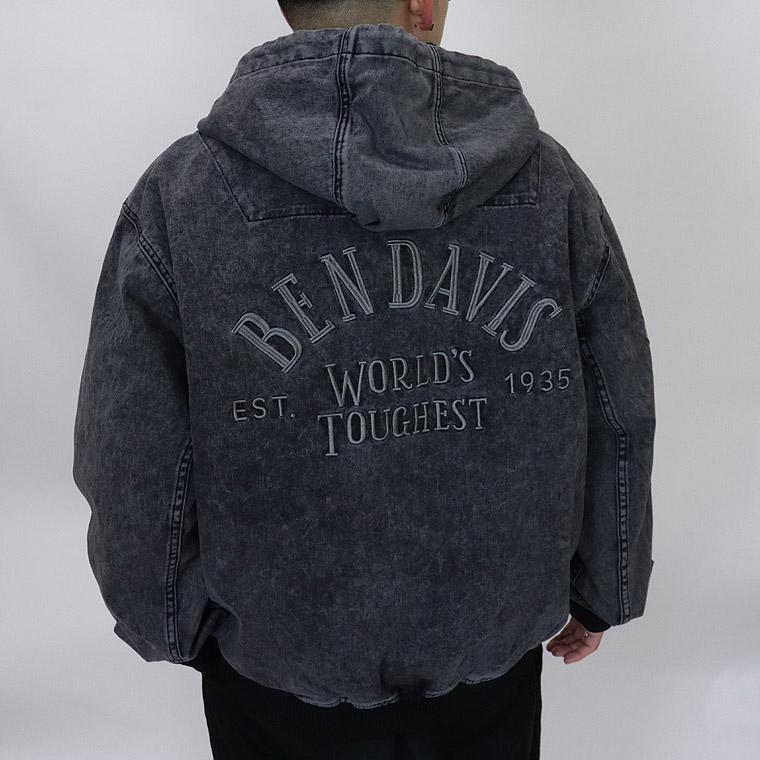【BEN DAVIS】BLEACHED TWILL ZIP HOODIE