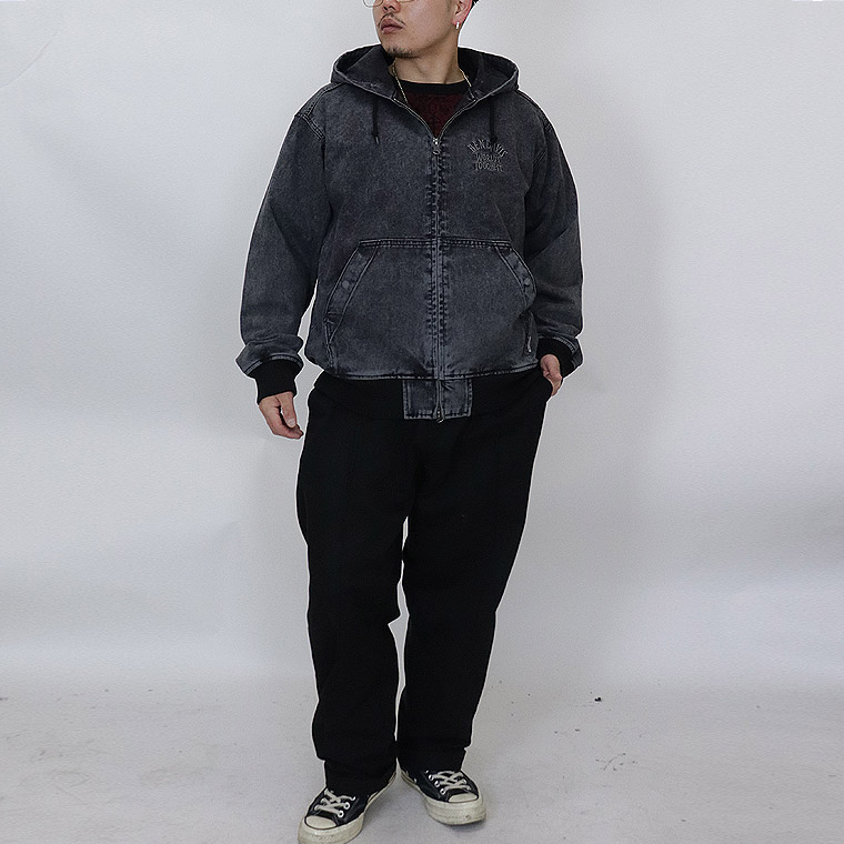 【BEN DAVIS】BLEACHED TWILL ZIP HOODIE