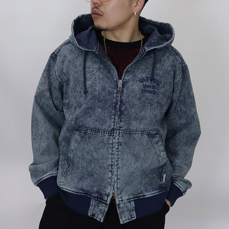 【BEN DAVIS】BLEACHED TWILL ZIP HOODIE
