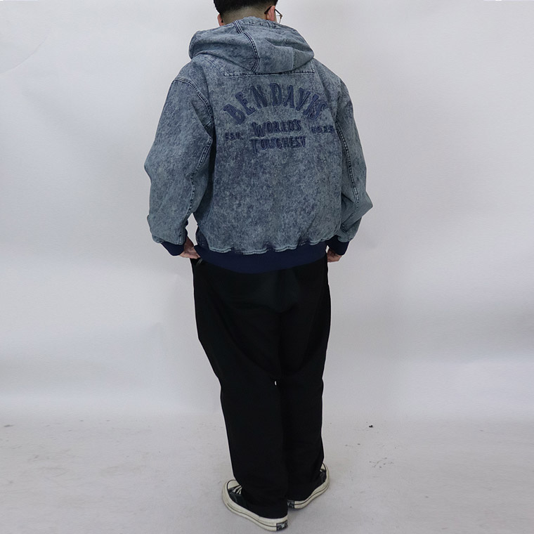 【BEN DAVIS】BLEACHED TWILL ZIP HOODIE