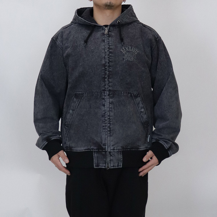 【BEN DAVIS】BLEACHED TWILL ZIP HOODIE