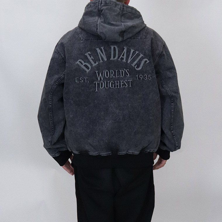 【BEN DAVIS】BLEACHED TWILL ZIP HOODIE