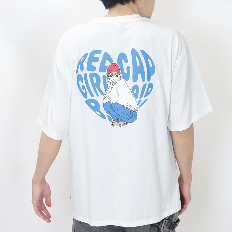 【RED CAP GIRL】天竺バックHeartプリント半袖Tシャツ