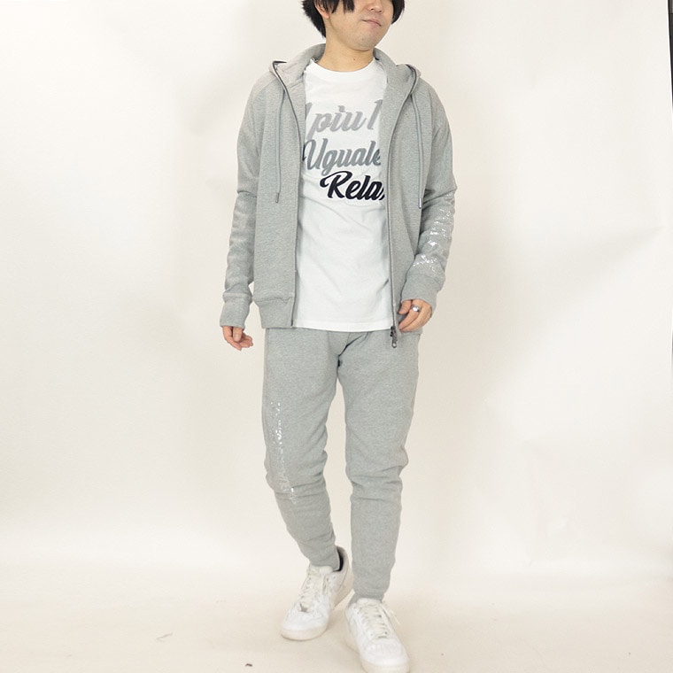 【1PIU】SLEEVE RHINESTONE HOODIE