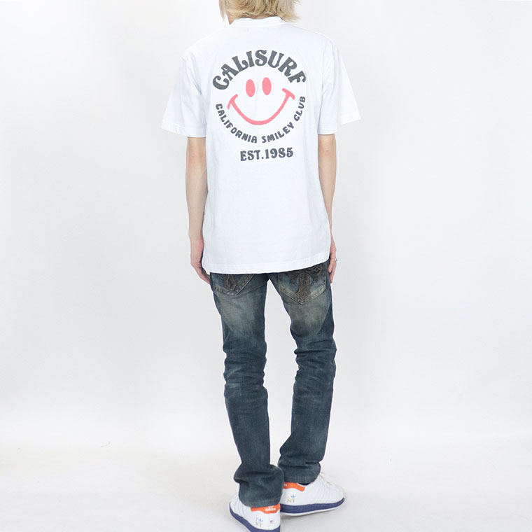 【夏物新作【SmileyFace×CaliSurf】半袖Ｔシャツ ニコちゃん&ロゴ/刺繍(アメカジ・サーフ系)