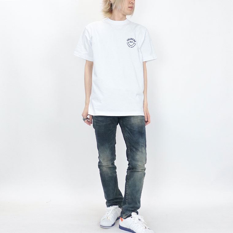 【夏物新作【SmileyFace×CaliSurf】半袖Ｔシャツ ニコちゃん&ロゴ/刺繍(アメカジ・サーフ系)