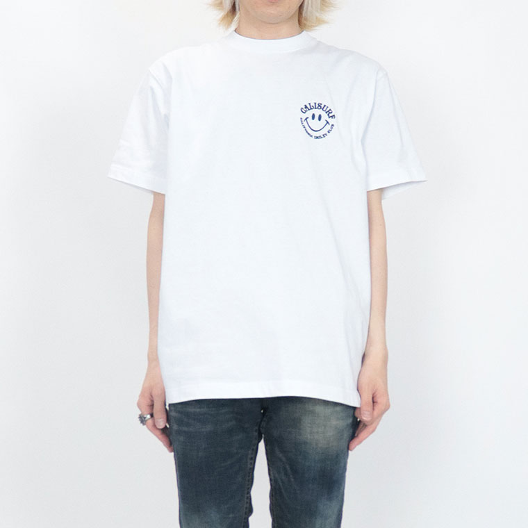 【夏物新作【SmileyFace×CaliSurf】半袖Ｔシャツ ニコちゃん&ロゴ/刺繍(アメカジ・サーフ系)