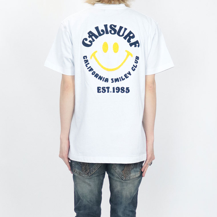 【夏物新作【SmileyFace×CaliSurf】半袖Ｔシャツ ニコちゃん&ロゴ/刺繍(アメカジ・サーフ系)