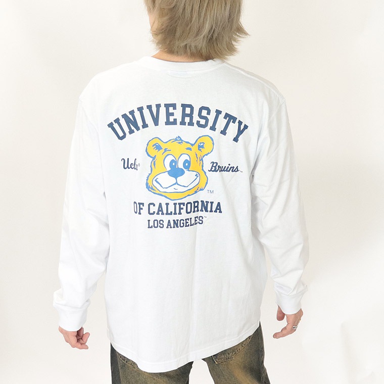 冬物売り尽くし40%OFF【UCLA】ジョー顔ラバープリント長袖Tシャツ(ペアルック・アメカジ系)