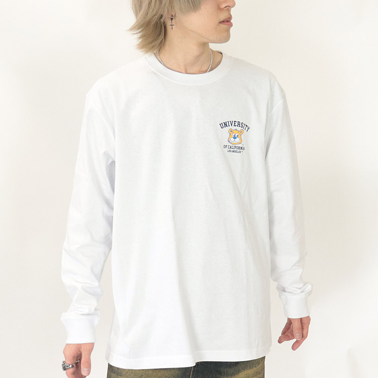 冬物売り尽くし40%OFF【UCLA】ジョー顔ラバープリント長袖Tシャツ(ペアルック・アメカジ系)