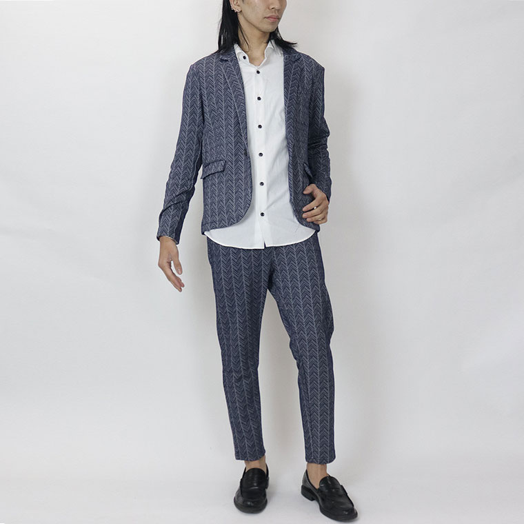 かすれヘリンボーン柄アンクル丈パンツ