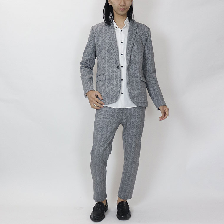 かすれヘリンボーン柄アンクル丈パンツ