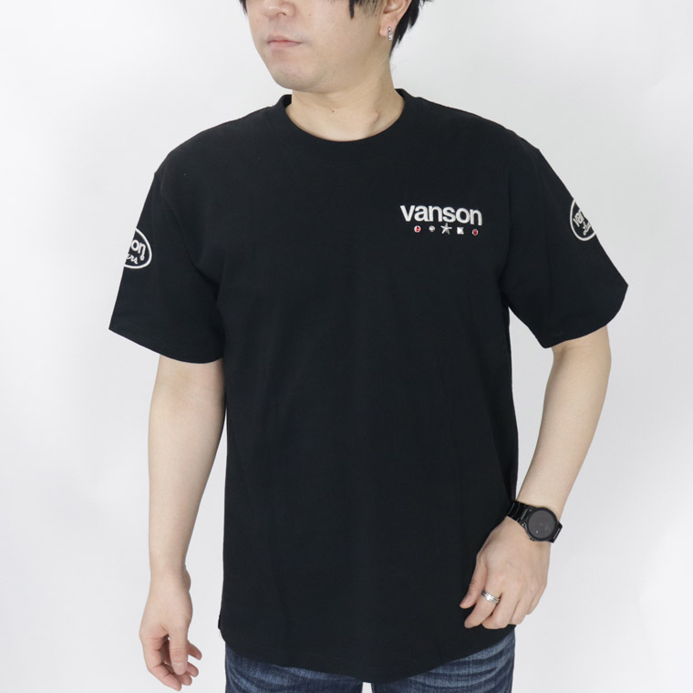 【VANSON】天竺半袖Tシャツ 刺繍×スタッズ