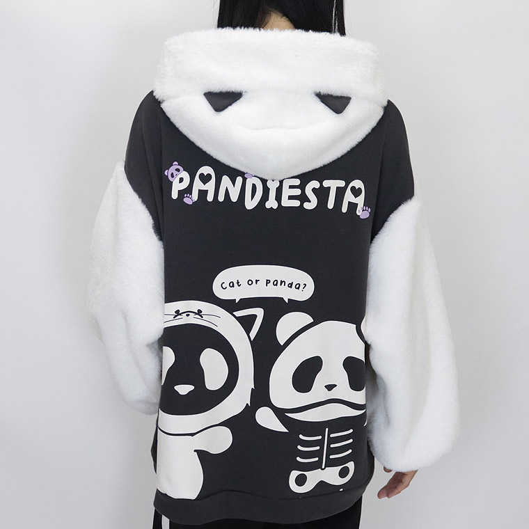 【PANDIESTA JAPAN】ネコパンダハーフBONES BIGシルエットZIPパーカー