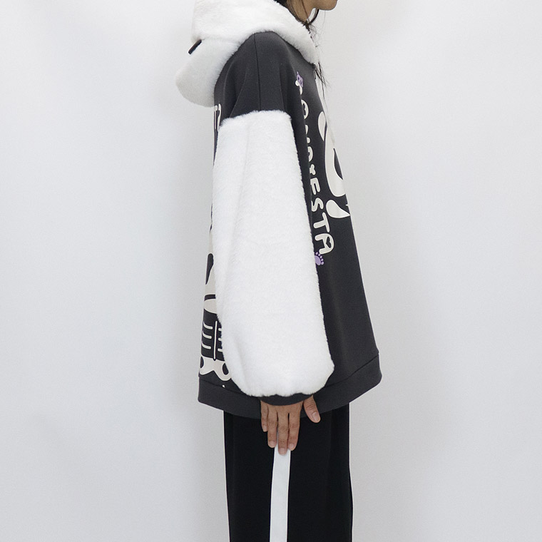 【PANDIESTA JAPAN】ネコパンダハーフBONES BIGシルエットZIPパーカー