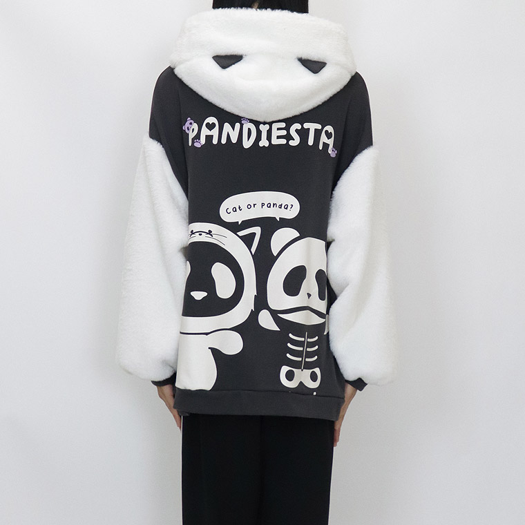 【PANDIESTA JAPAN】ネコパンダハーフBONES BIGシルエットZIPパーカー