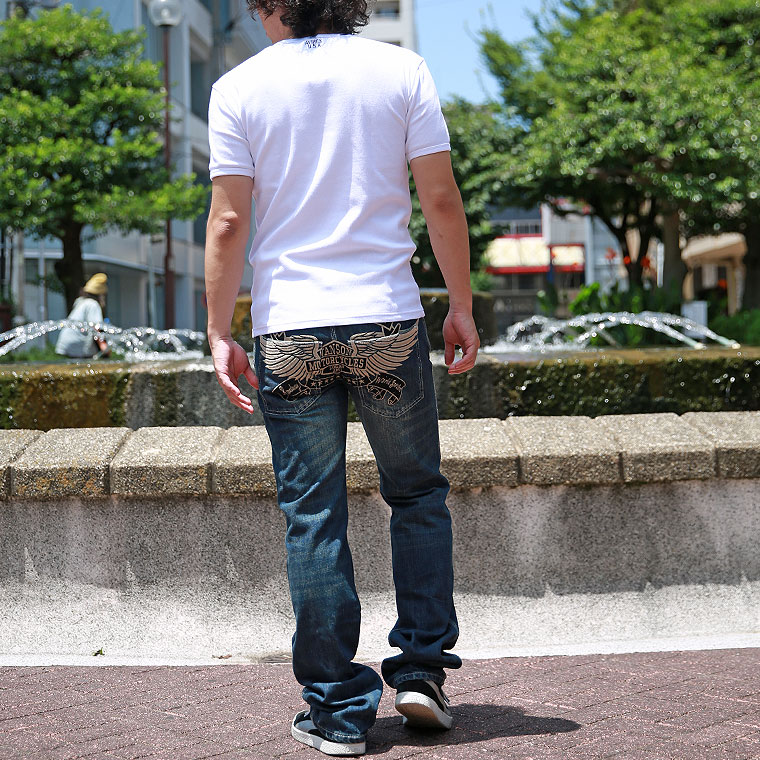 【VANSON】刺繍デニムパンツ フライングエンブレム