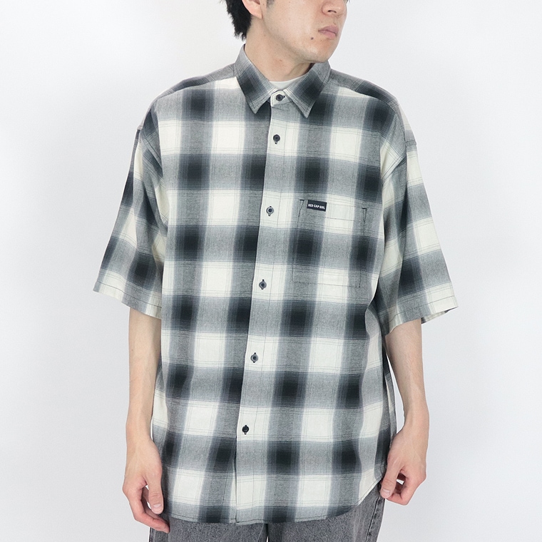 【RED CAP GIRL】オンブレーチェック ルーズサイズ半袖シャツ