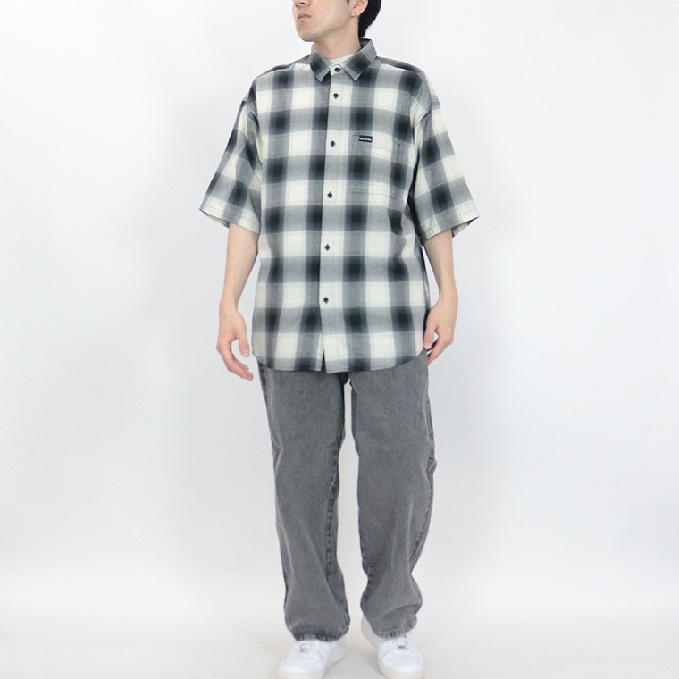 【RED CAP GIRL】オンブレーチェック ルーズサイズ半袖シャツ