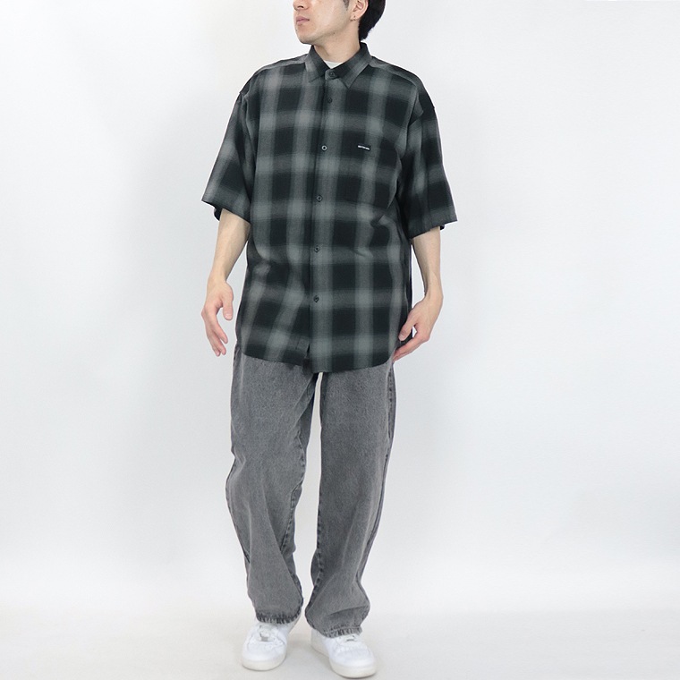 【RED CAP GIRL】オンブレーチェック ルーズサイズ半袖シャツ