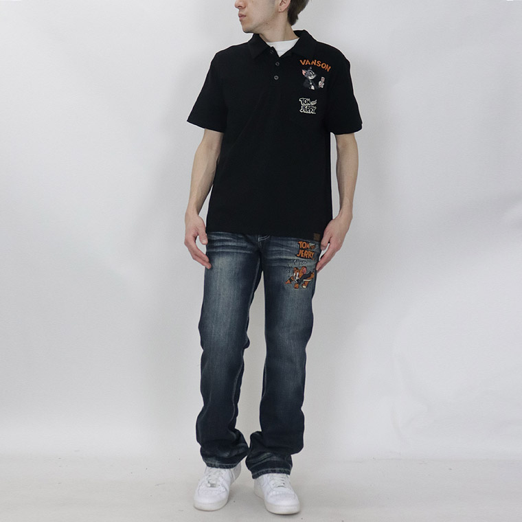 【TOM&JERRYコラボ】天竺半袖ポロシャツ アメリカンカー