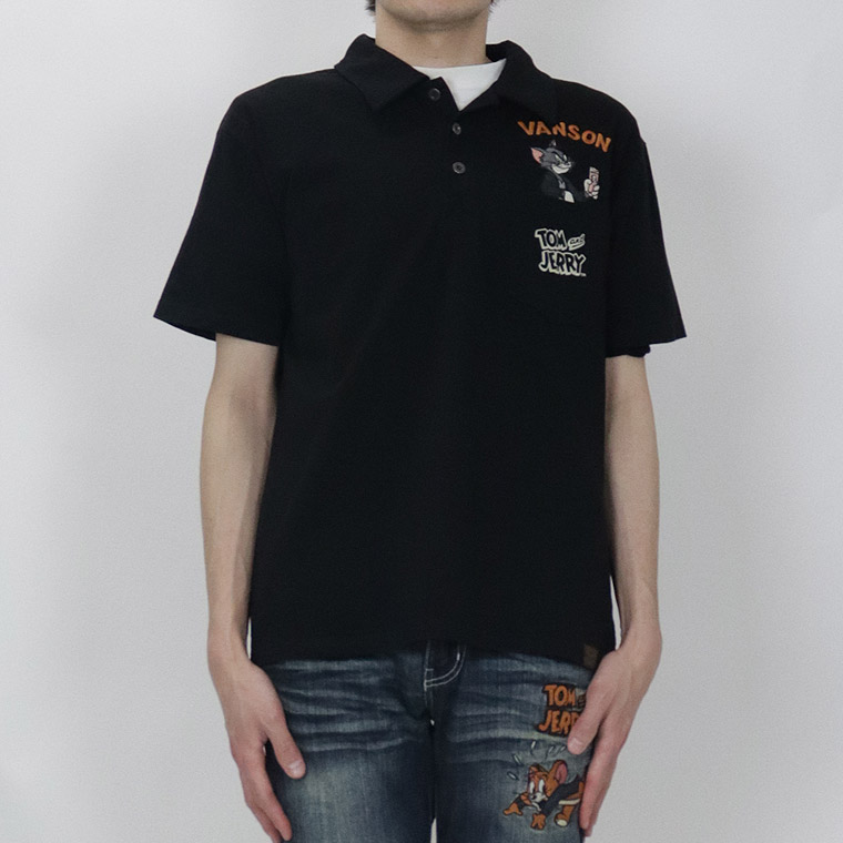 【TOM&JERRYコラボ】天竺半袖ポロシャツ アメリカンカー