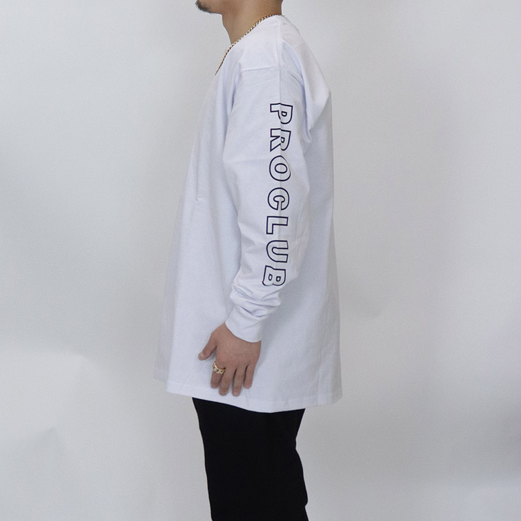 【PRO CLUB】HEAVYWEIGHT L/S EMBROIDERED BOX LOGO T-SHIRT