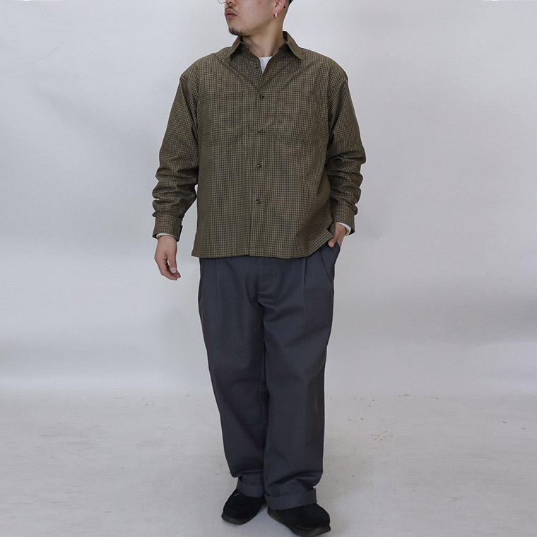 小格子チェックショートレングス長袖シャツ