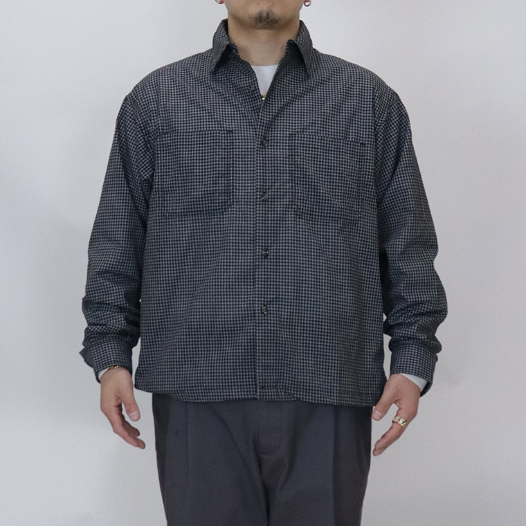小格子チェックショートレングス長袖シャツ